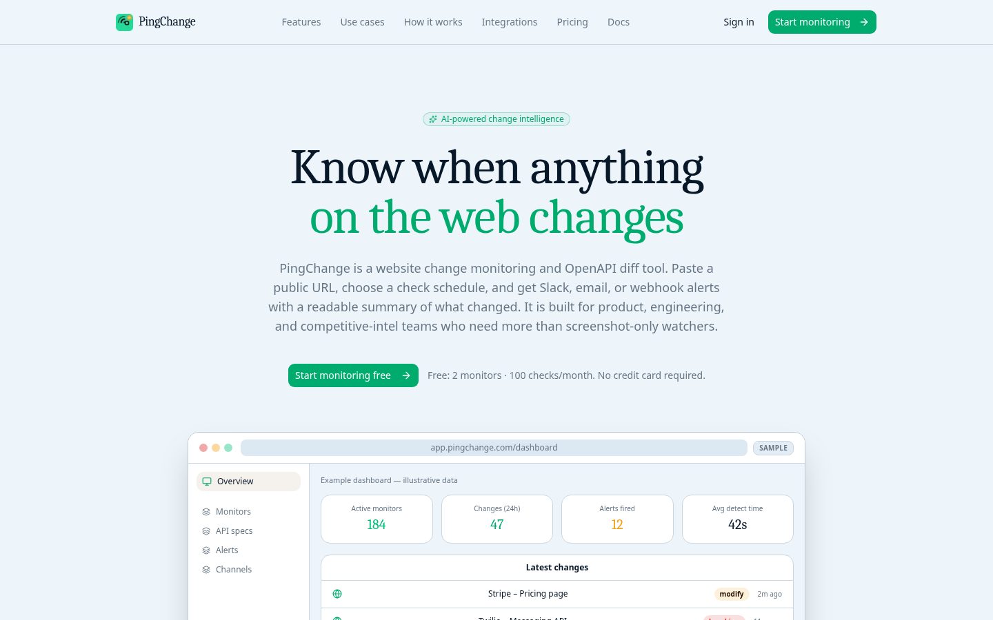PingChange Homepage