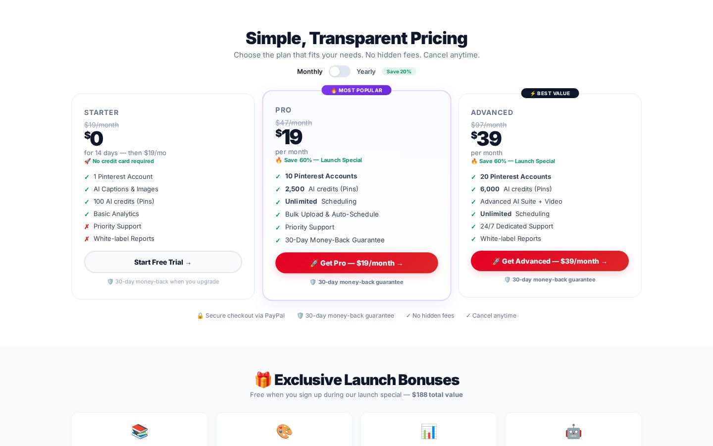 PinGenius AI Pricing