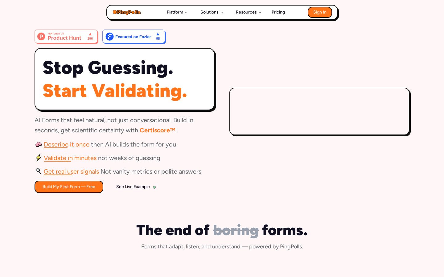 PingPolls v1.0 Homepage