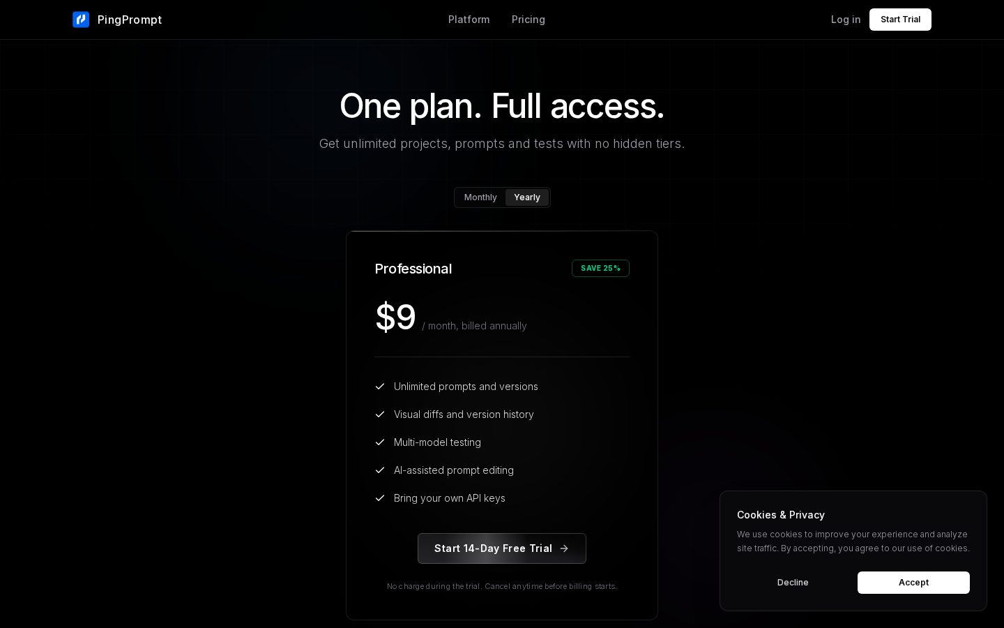 PingPrompt Pricing