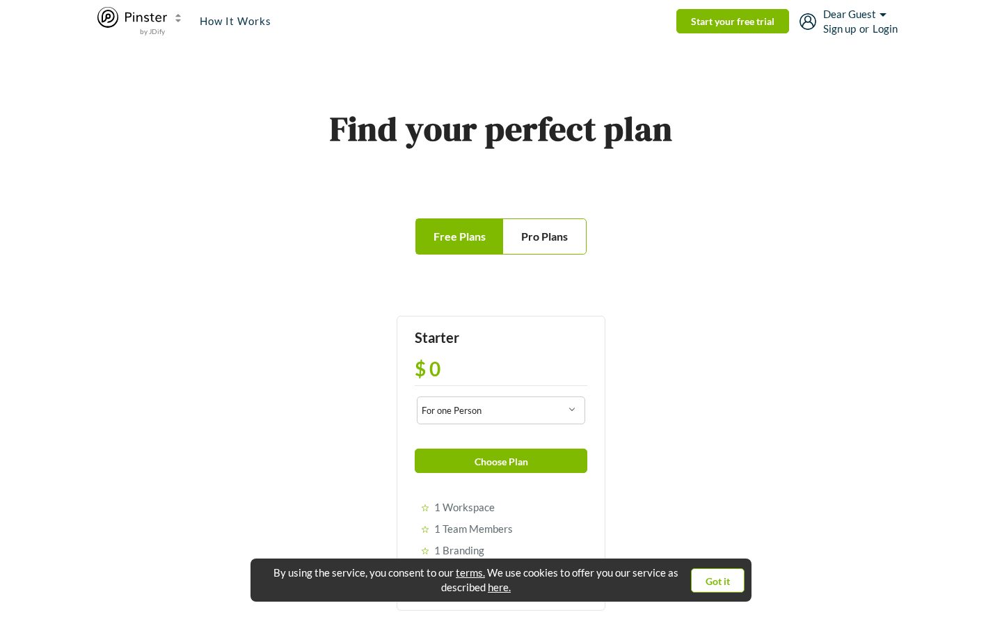 Pinster Pricing