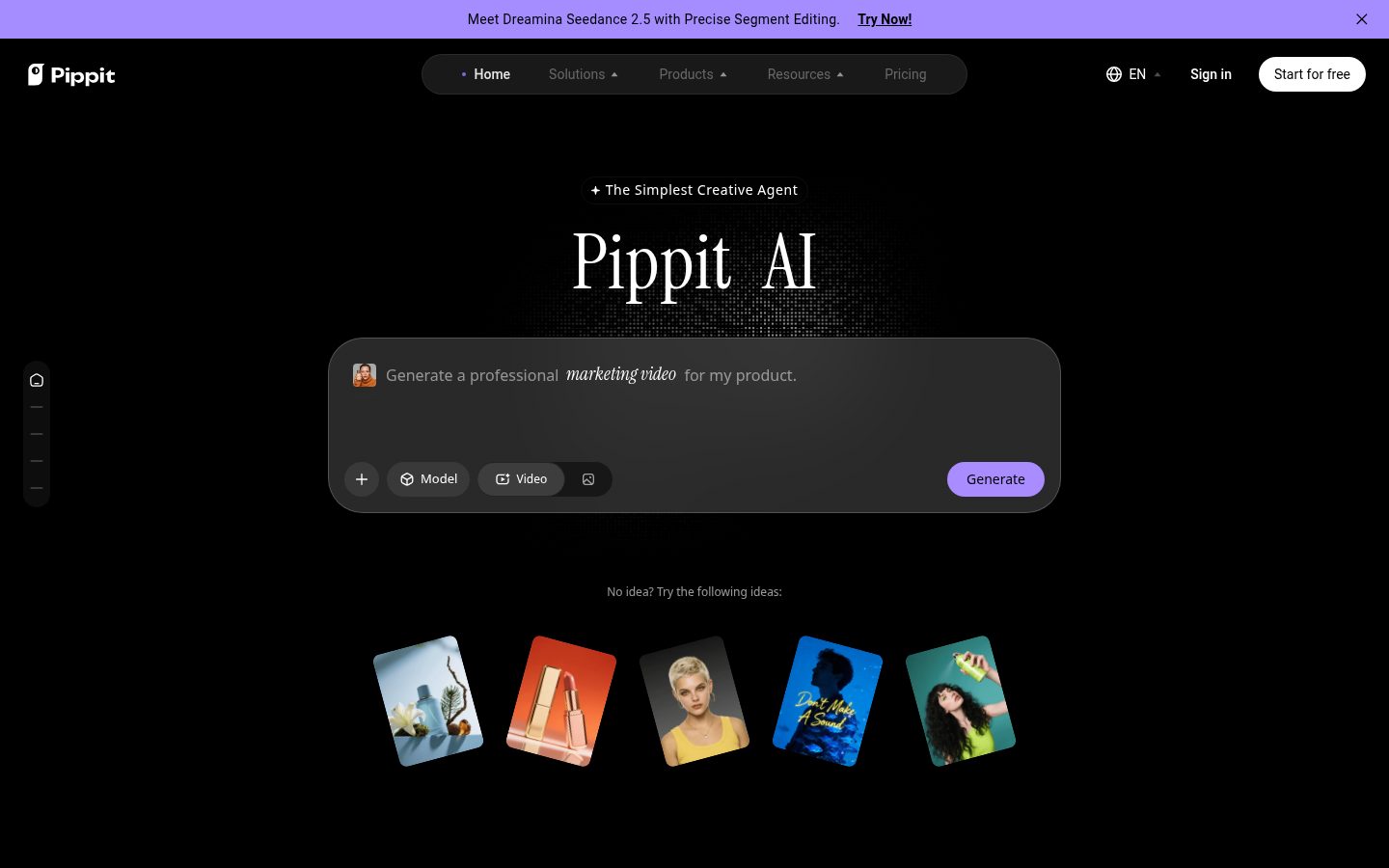 Pippit AI Homepage