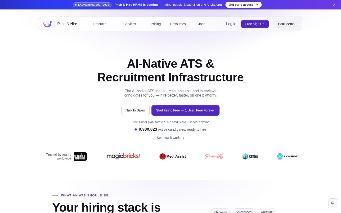 Pitch N Hire Homepage