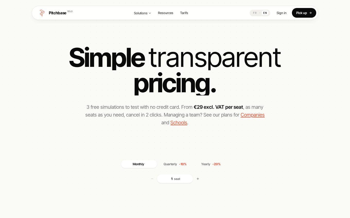 Pitchbase Pricing