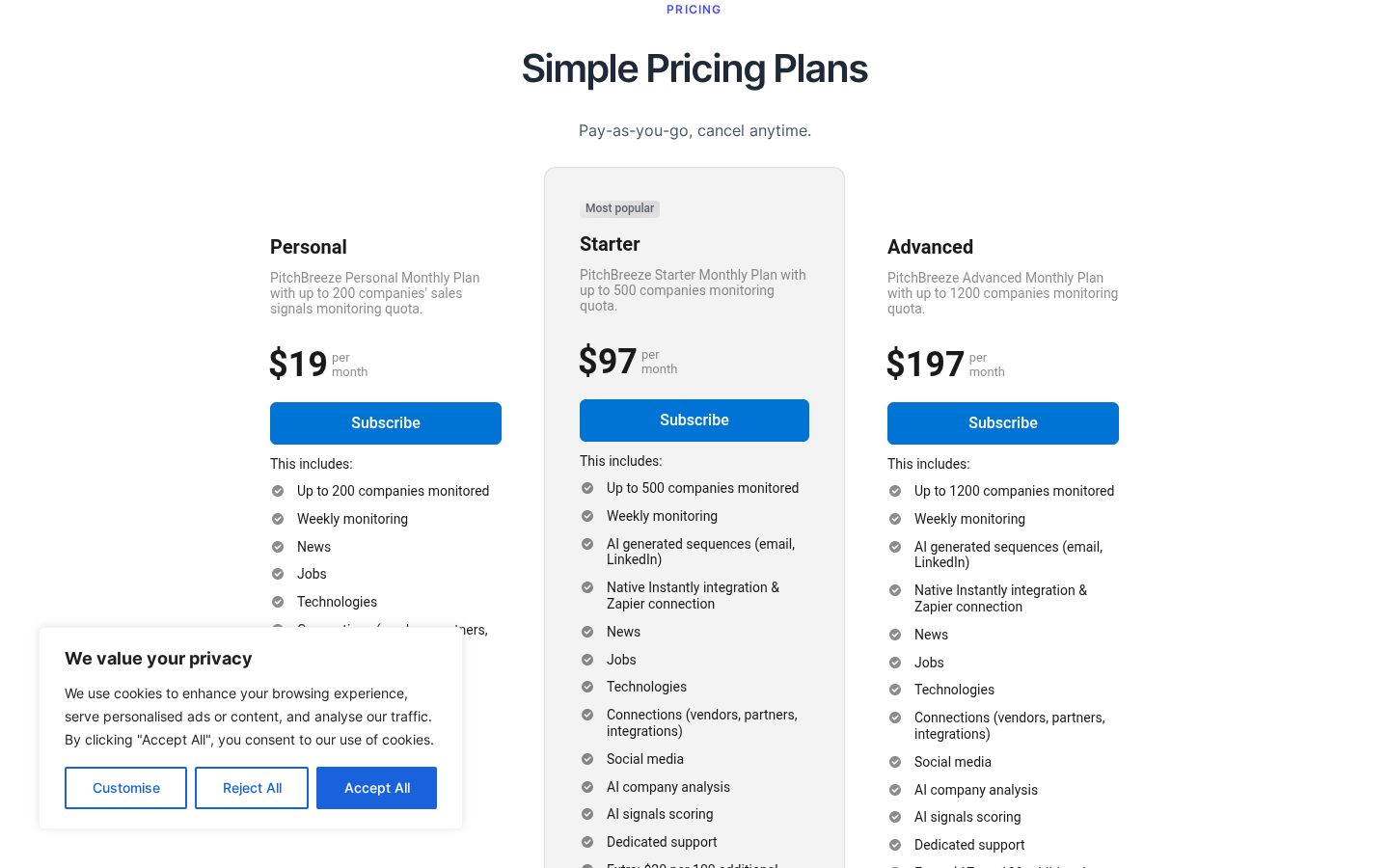 PitchBreeze Pricing