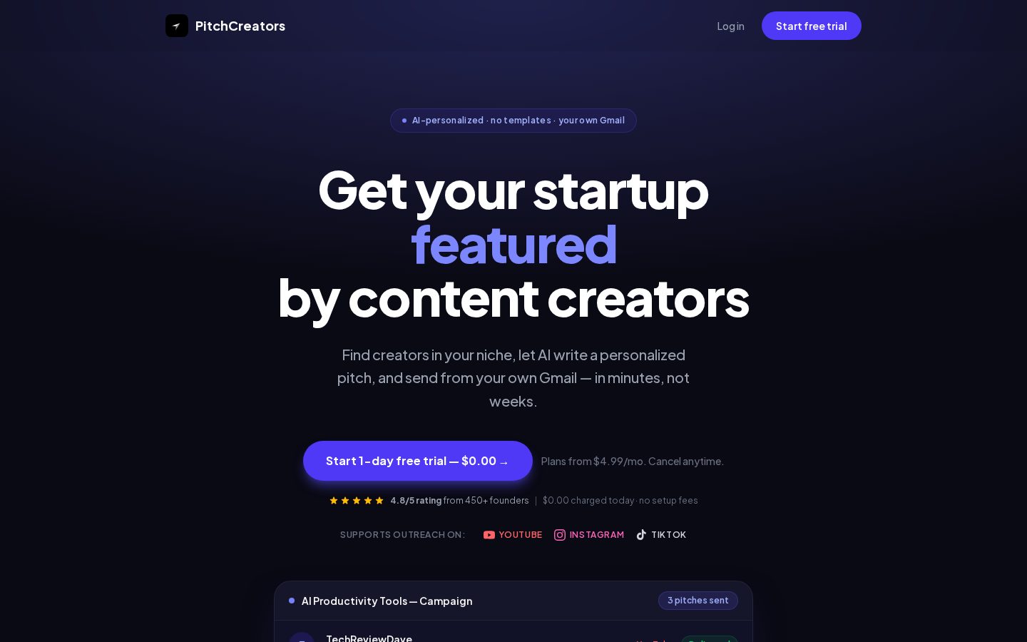 PitchCreators Homepage