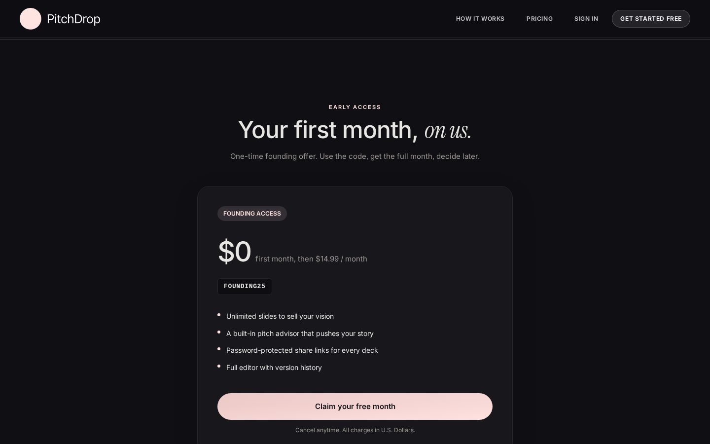 PitchDrop.ai Pricing