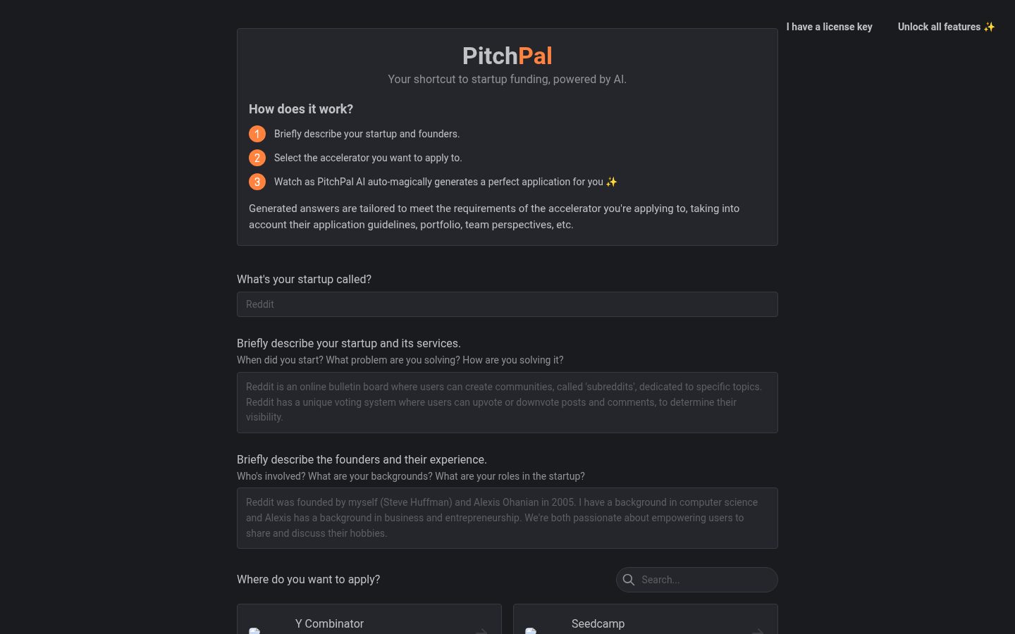 PitchPal Homepage