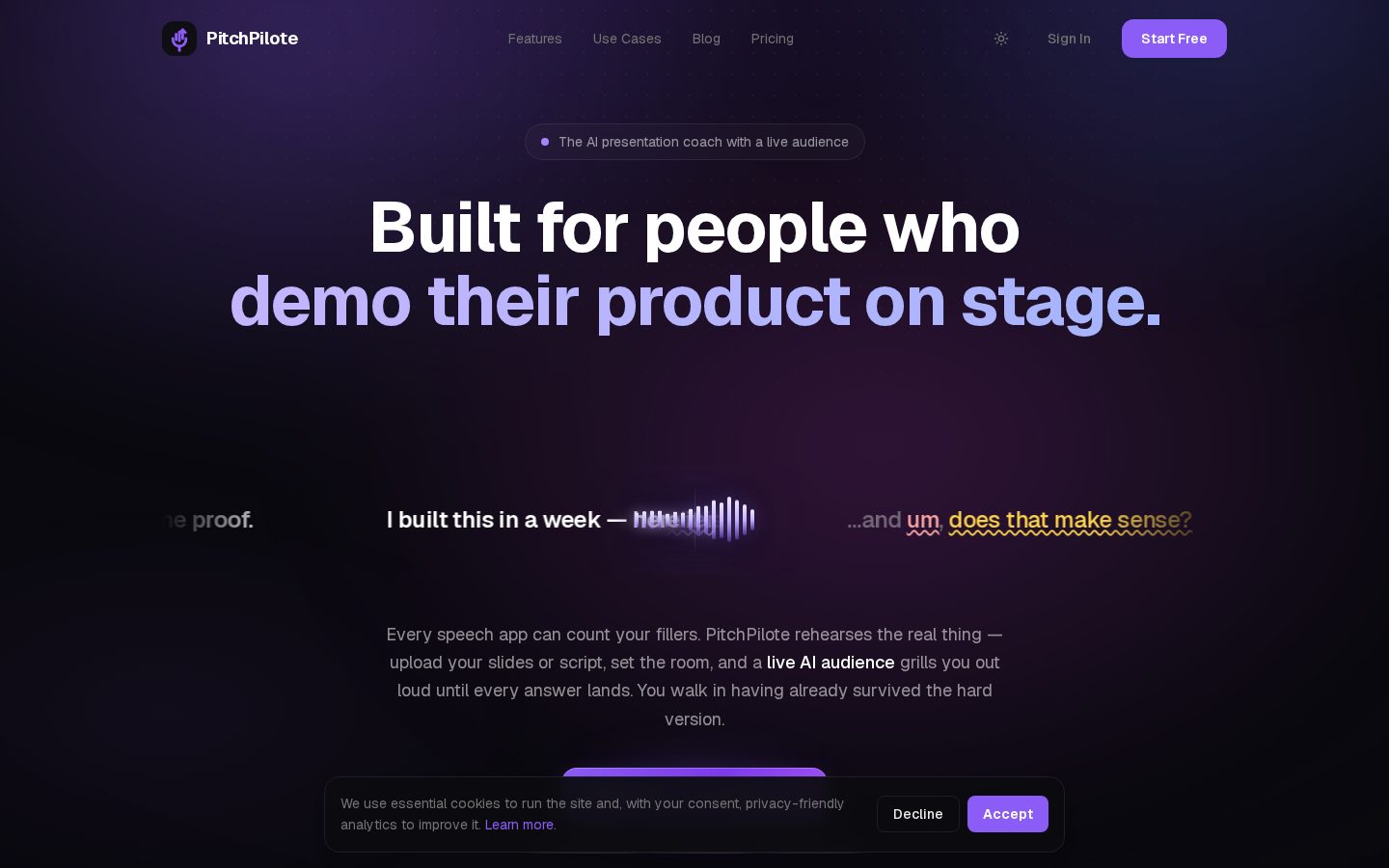 PitchPilote Homepage