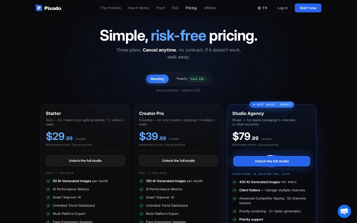 PIXADO Pricing