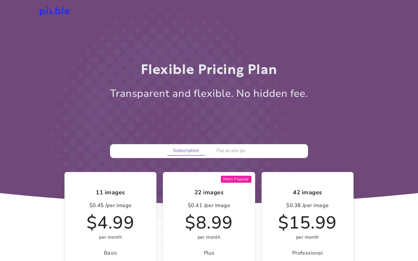 Pixble Pricing