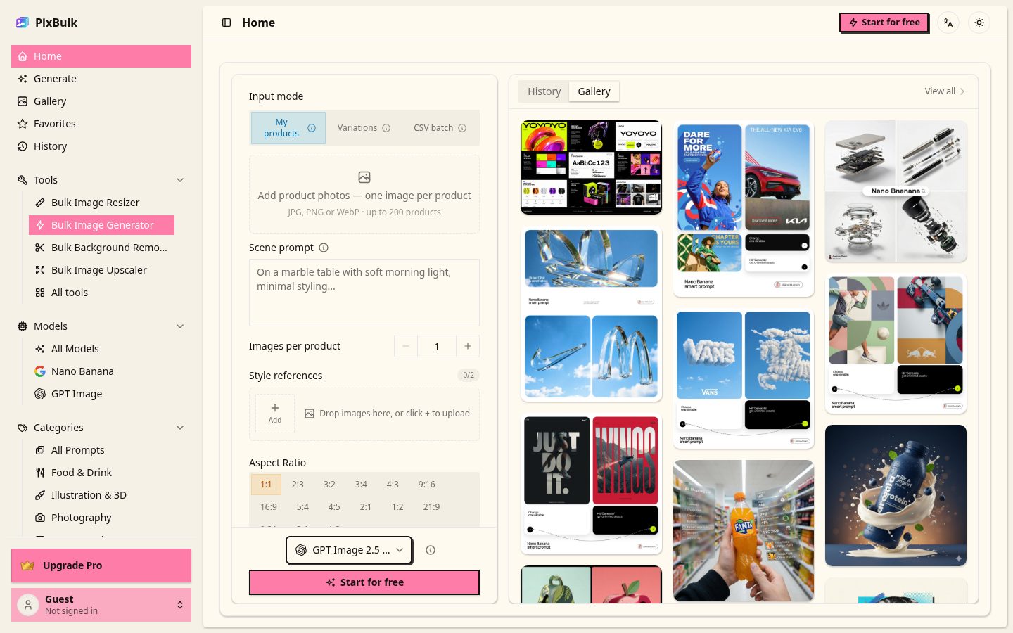 PixBulk Homepage