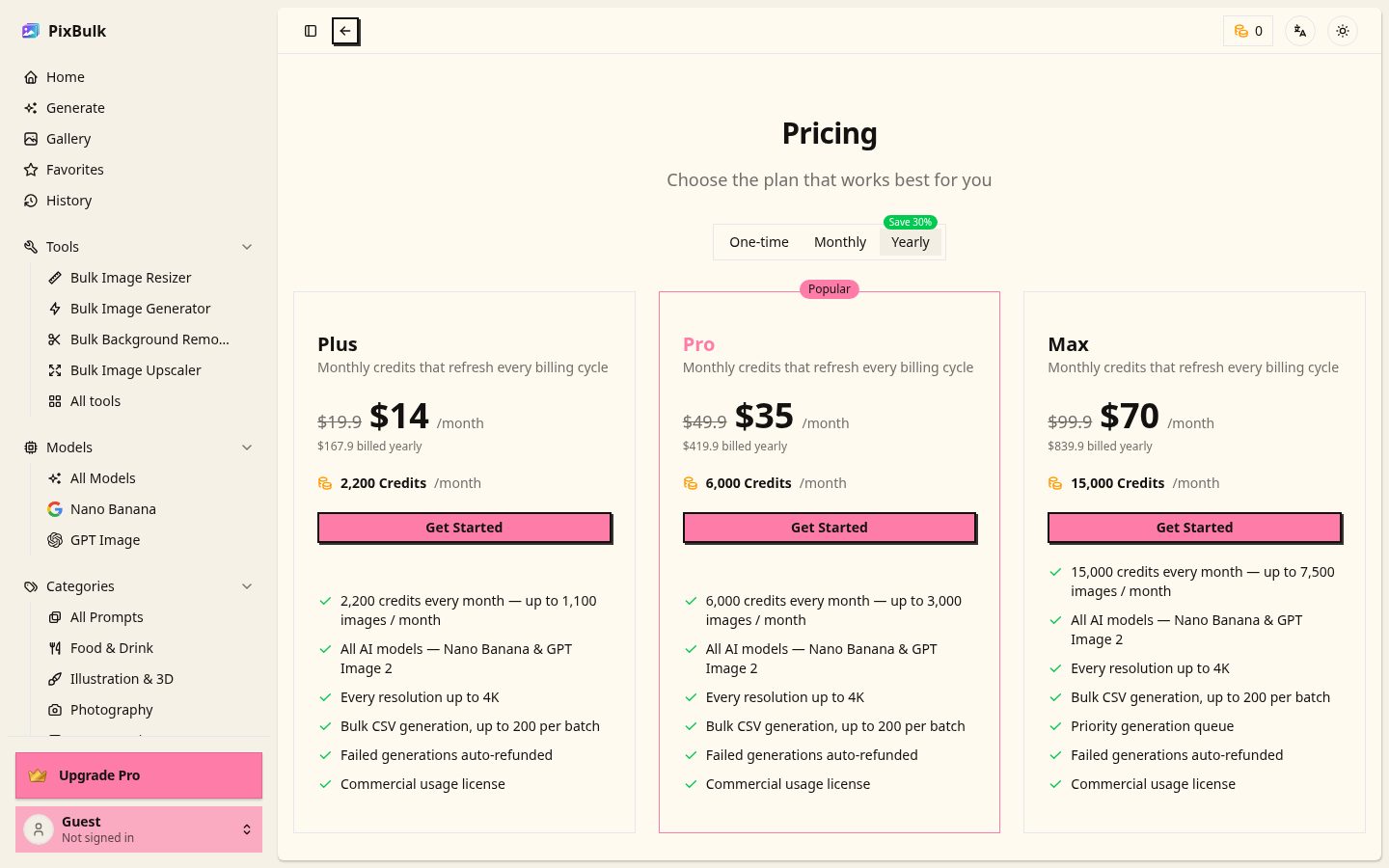 PixBulk Pricing