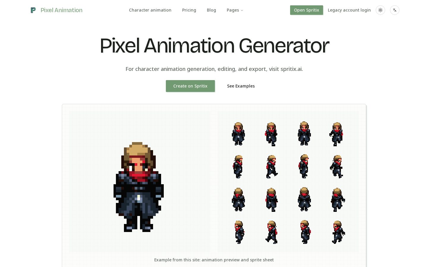 Pixel Animation Homepage