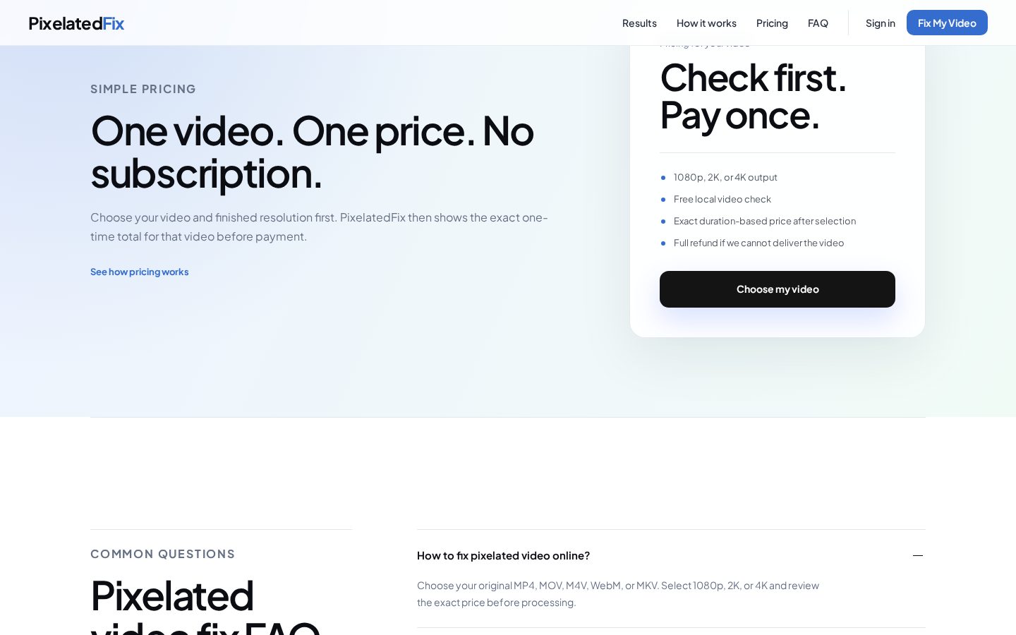 PixelatedFix Pricing