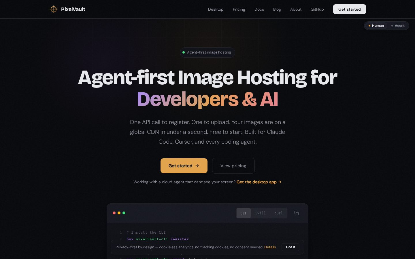 PixelVault Homepage