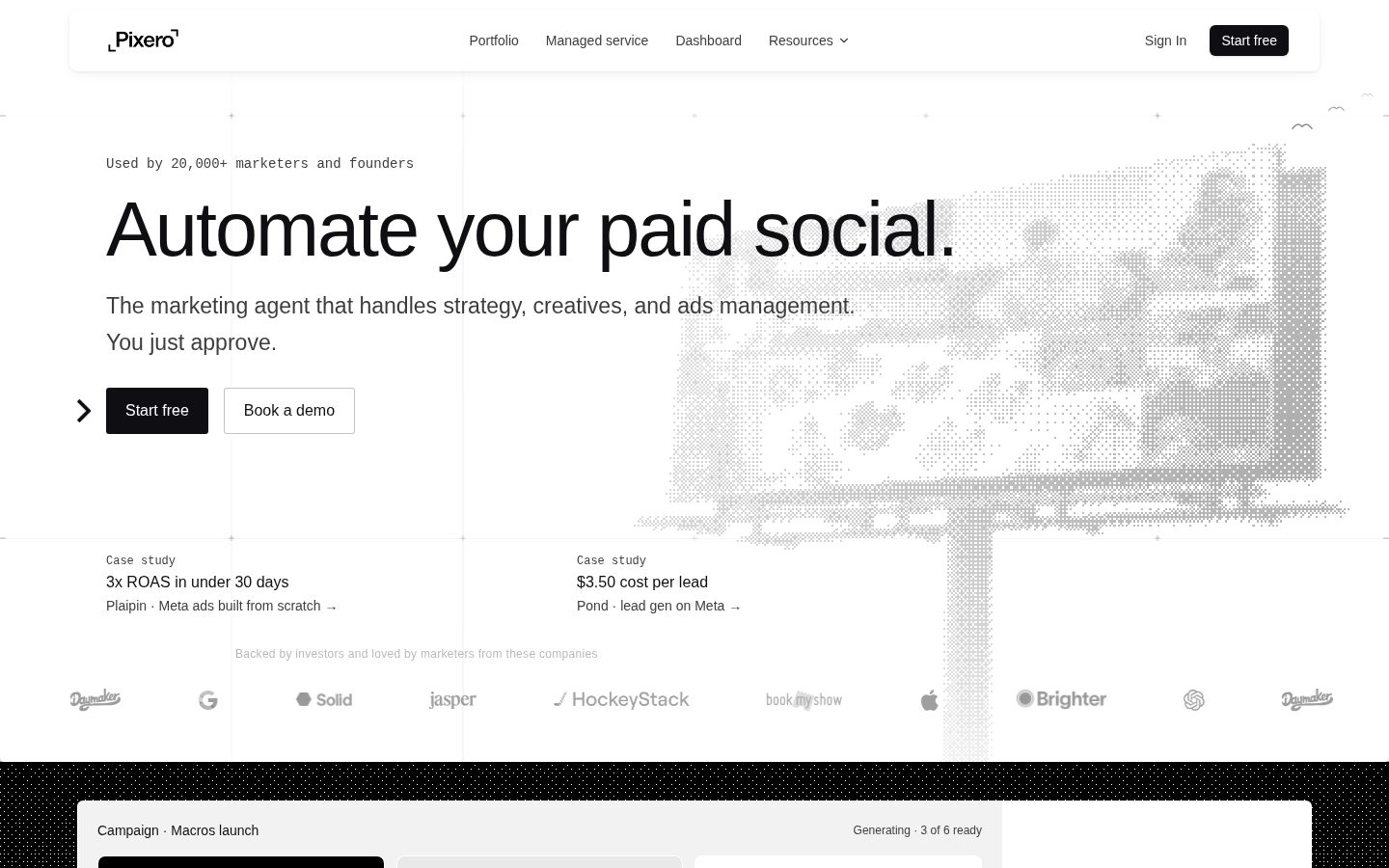 Pixero AI Homepage