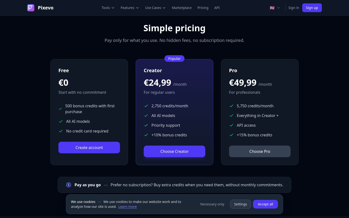 Pixevo Pricing