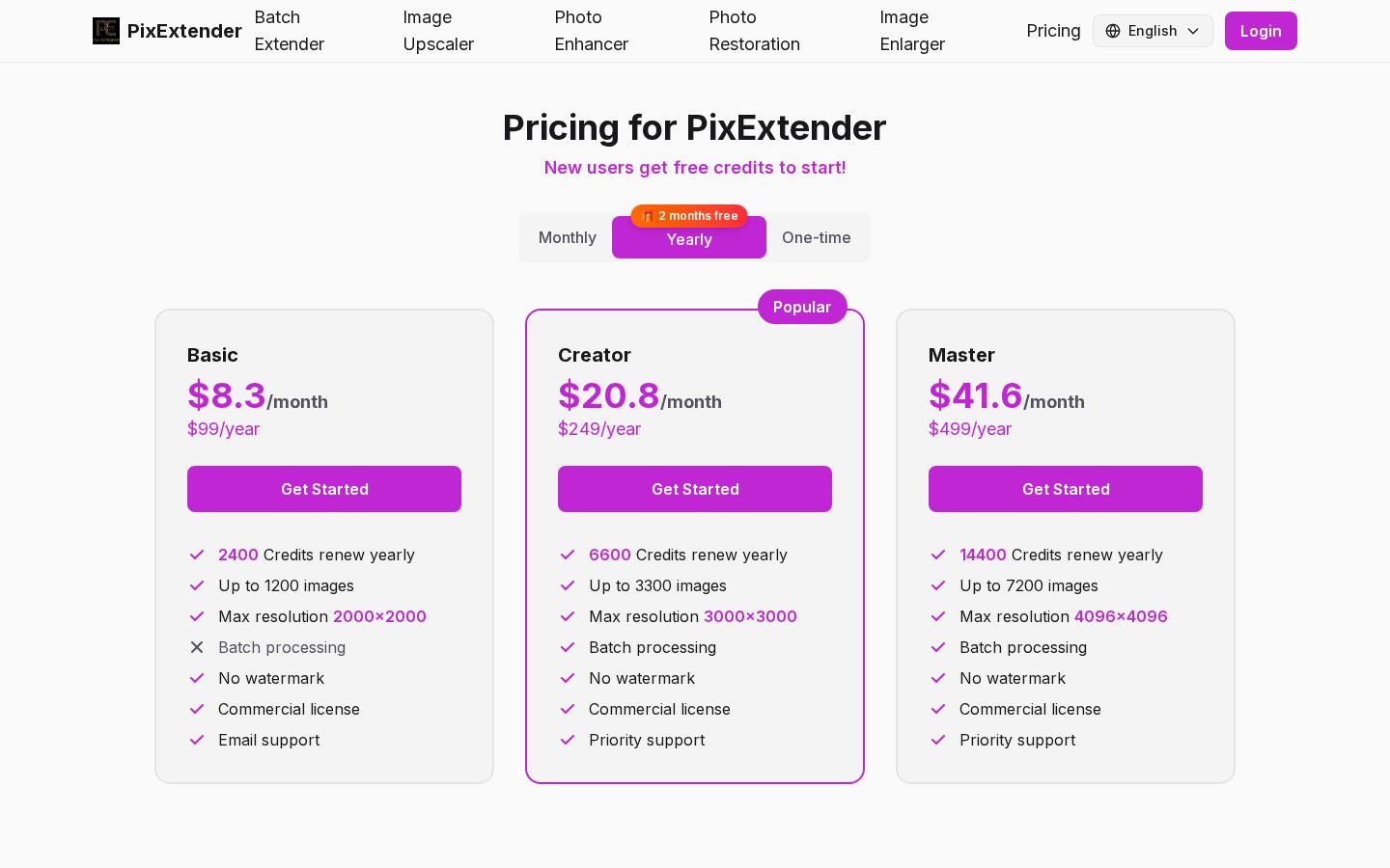 PixExtender Pricing