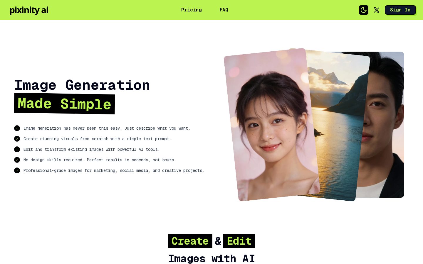 Pixinity Homepage