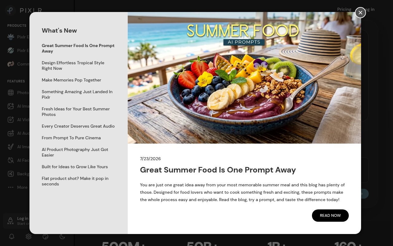 Pixlr homepage