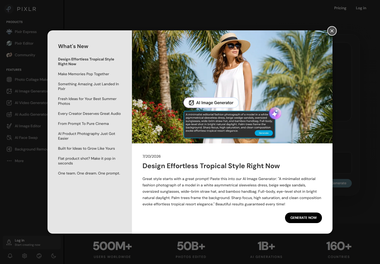 Pixlr homepage