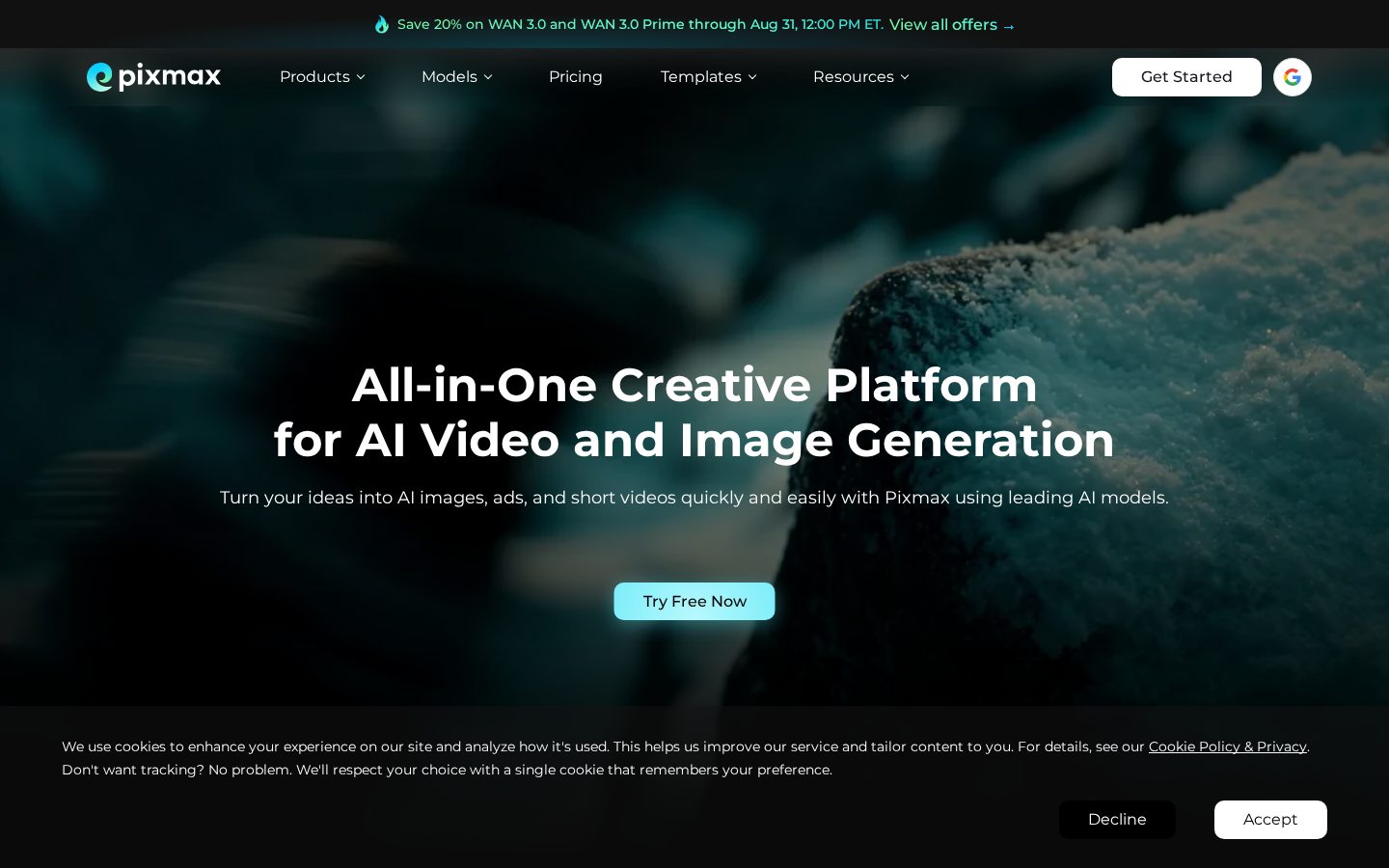Pixmaxai Homepage