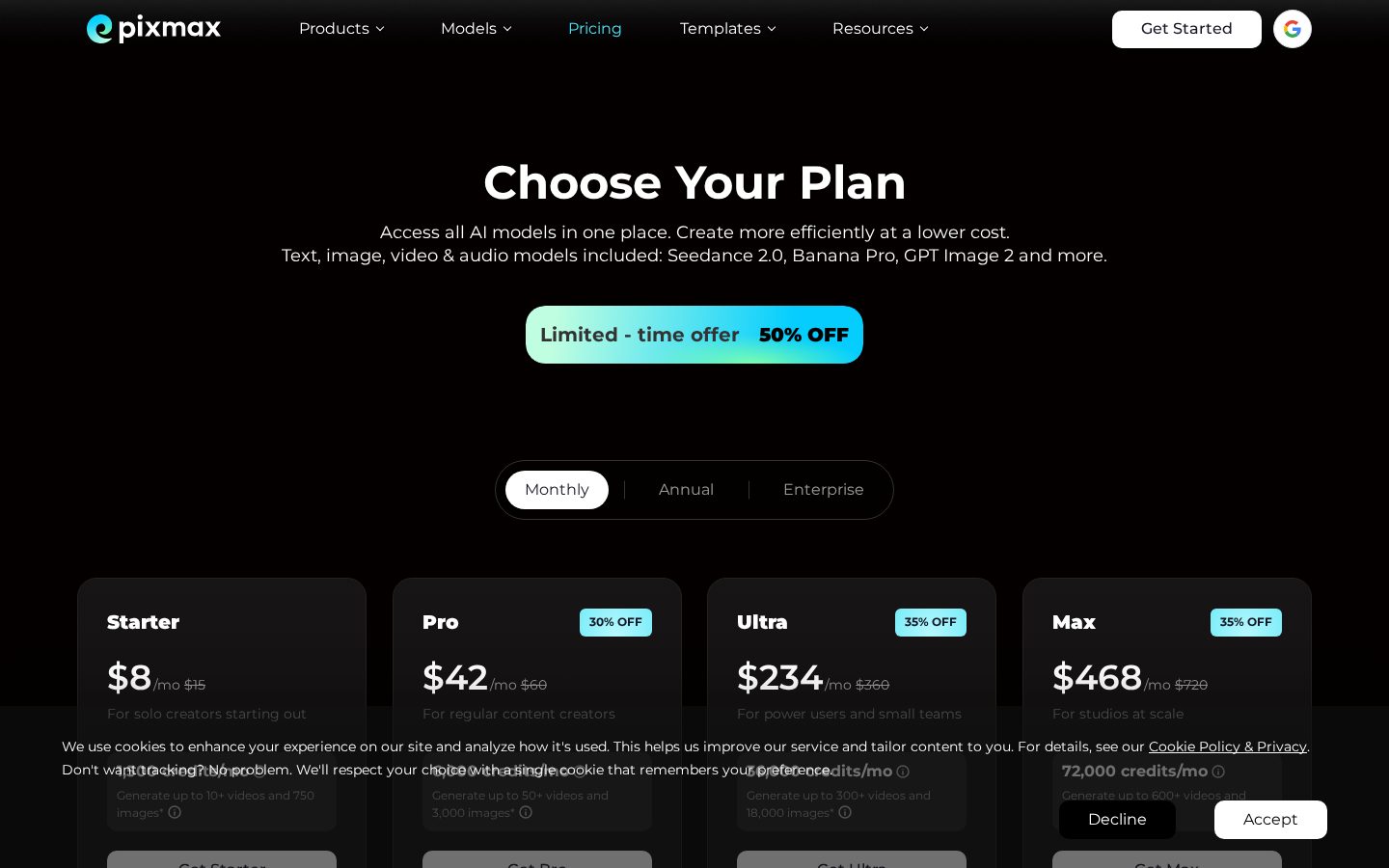 Pixmaxai Pricing