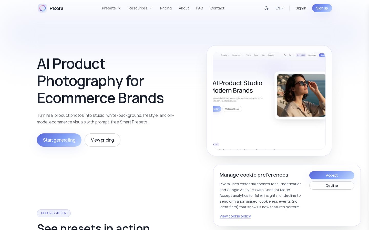 Pixora Homepage