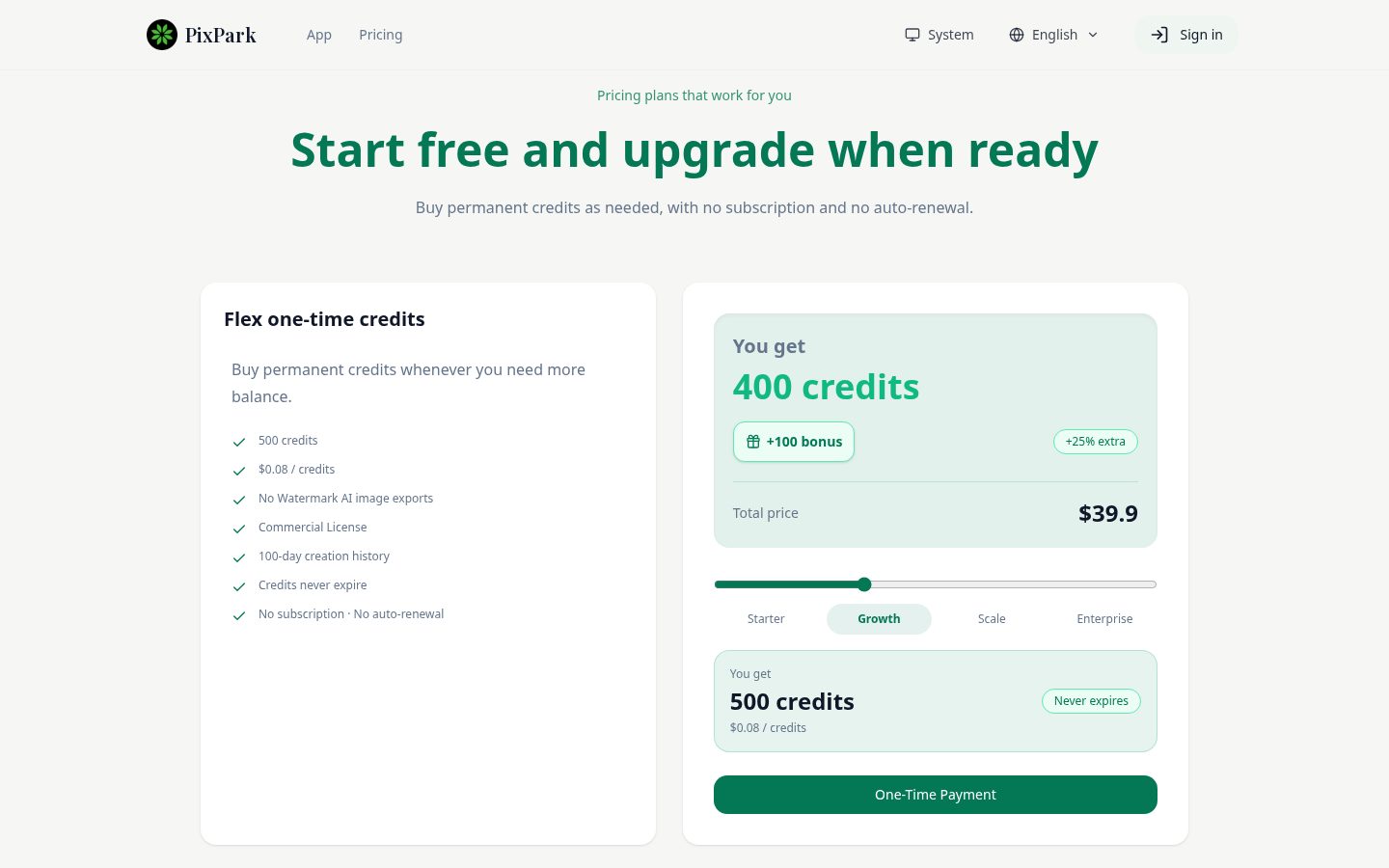 PixPark AI Uncensored AI Image Editor Pricing