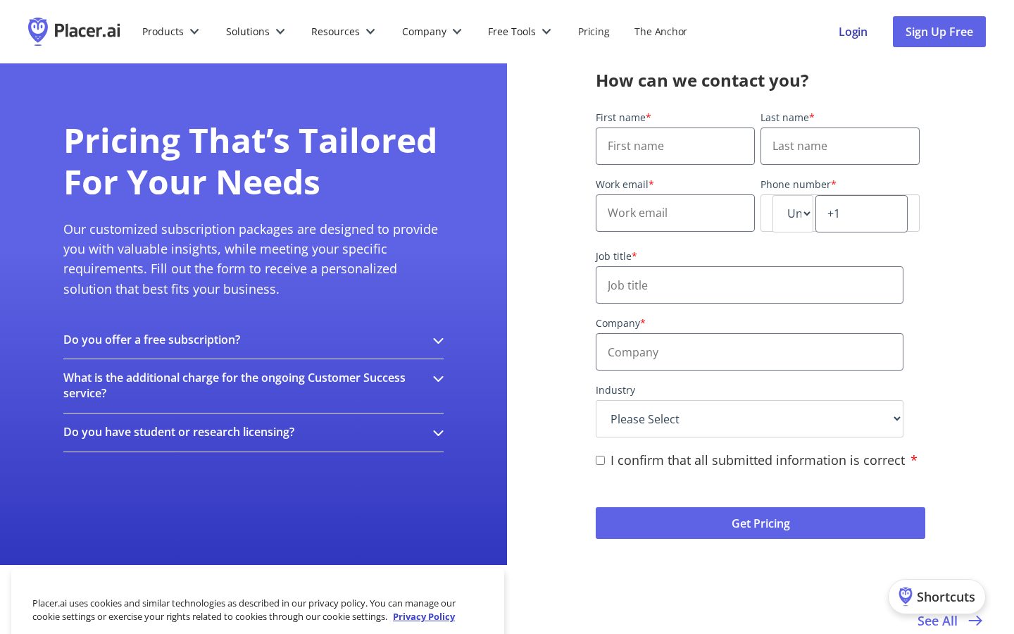 Placer.ai Pricing