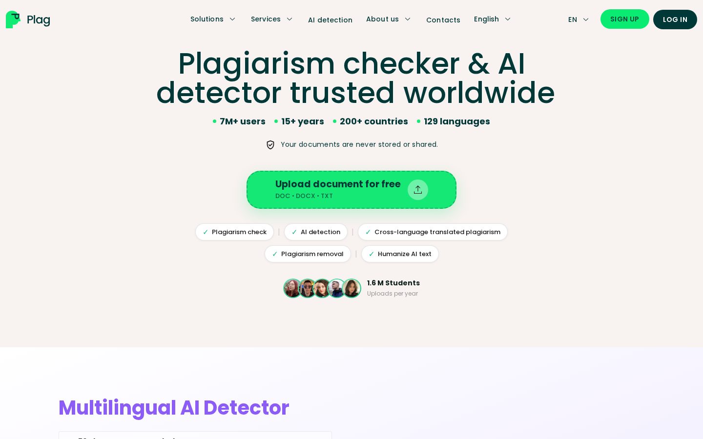 Plag Ai Homepage