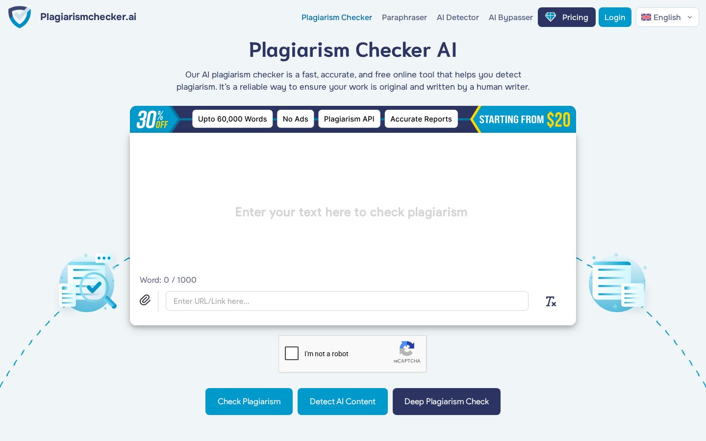 Plagiarism Checker Homepage