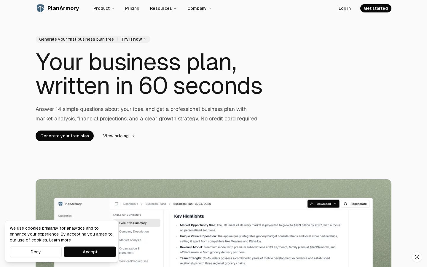 PlanArmory Homepage
