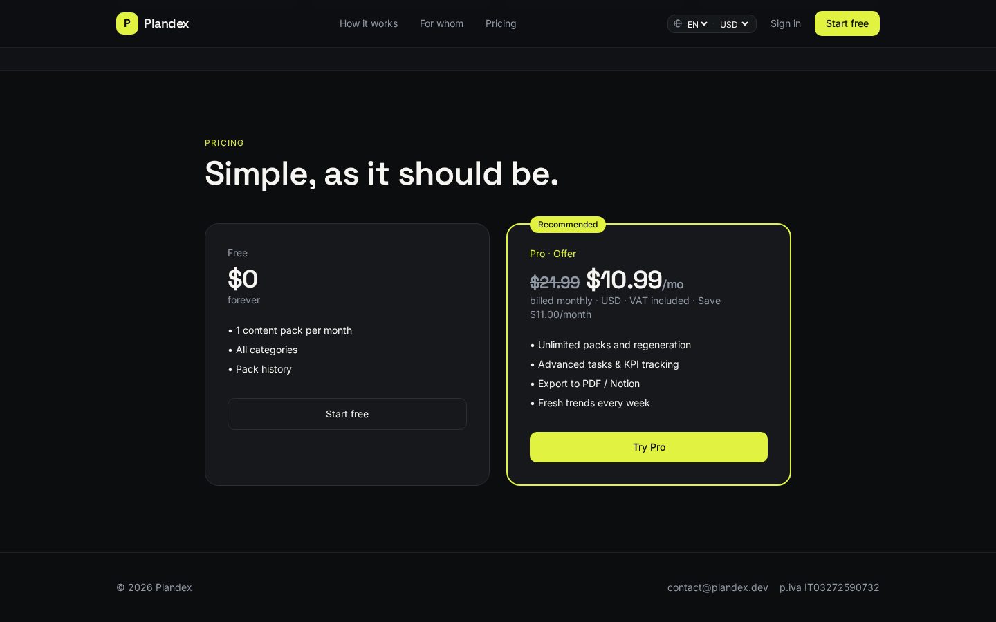 Plandex Pricing
