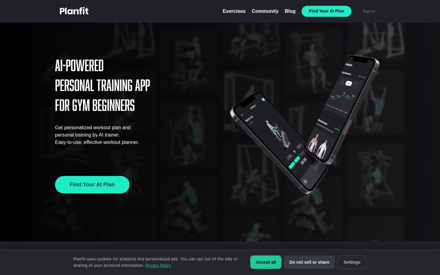Planfit AI Homepage