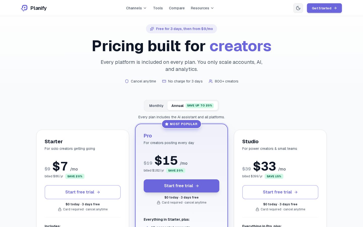 Planify Pricing