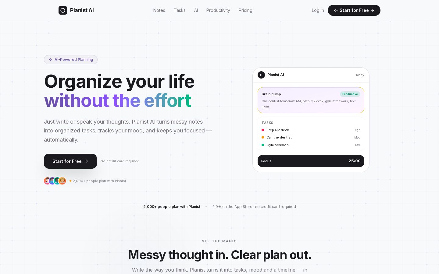 Planist.ai Homepage