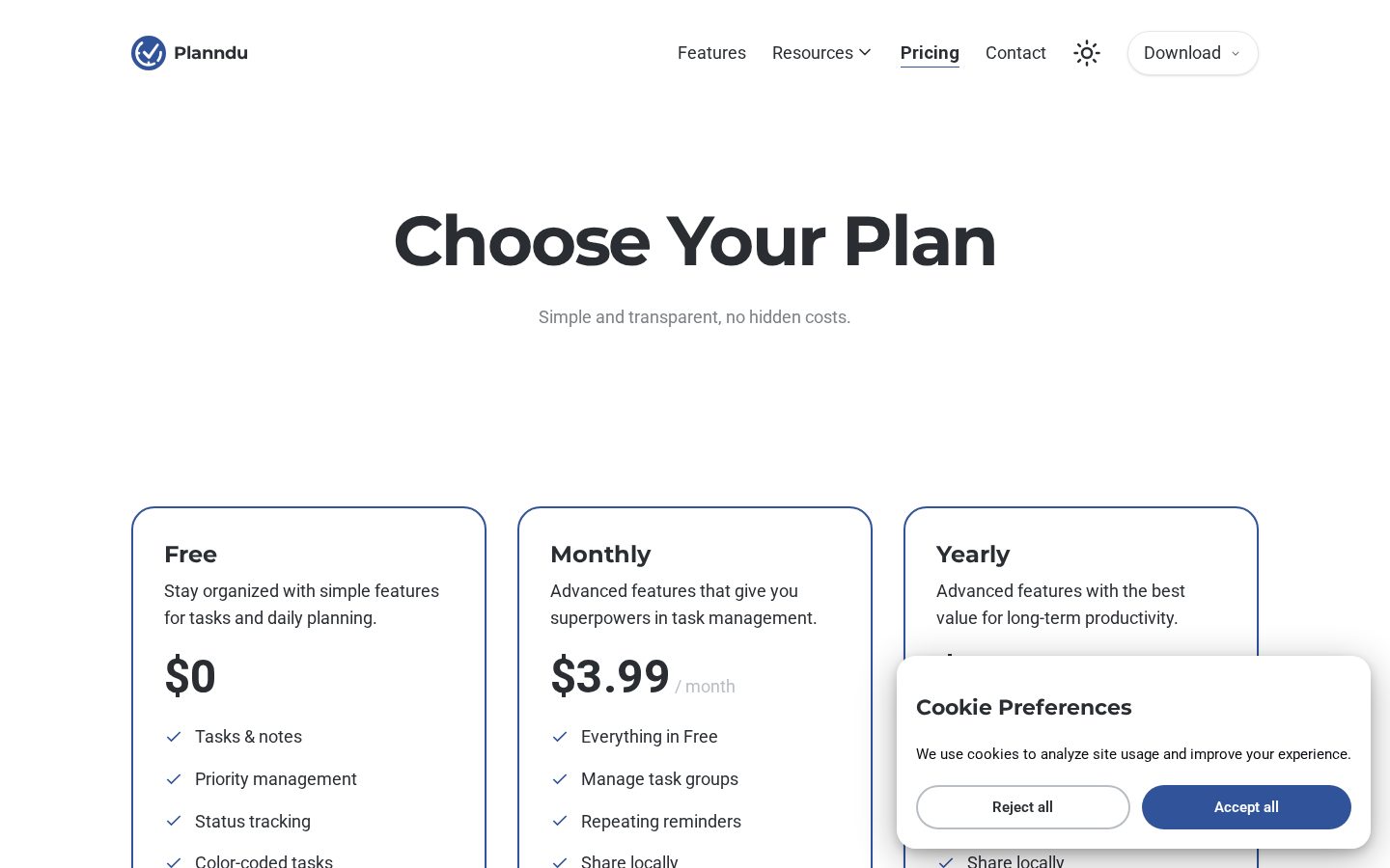 Planndu Pricing