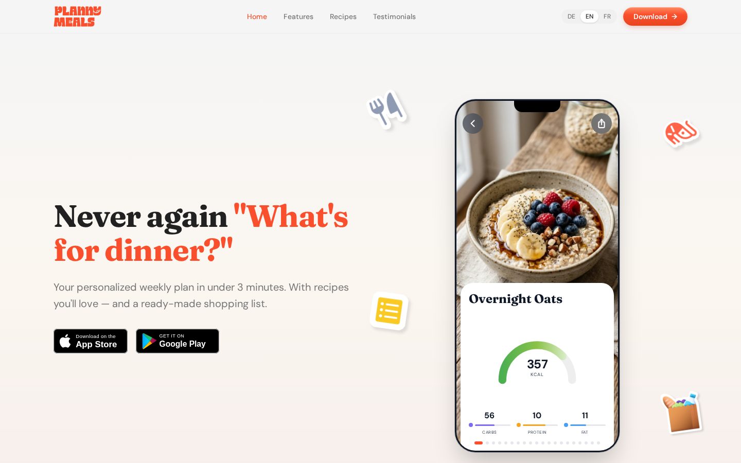 PlannyMeals Homepage
