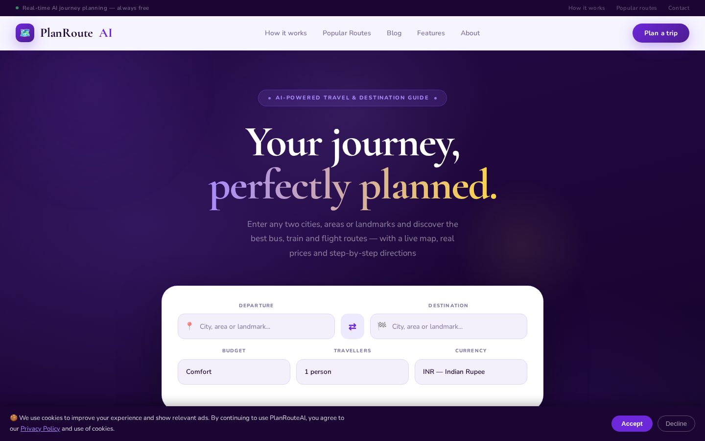 PlanRouteAI Homepage
