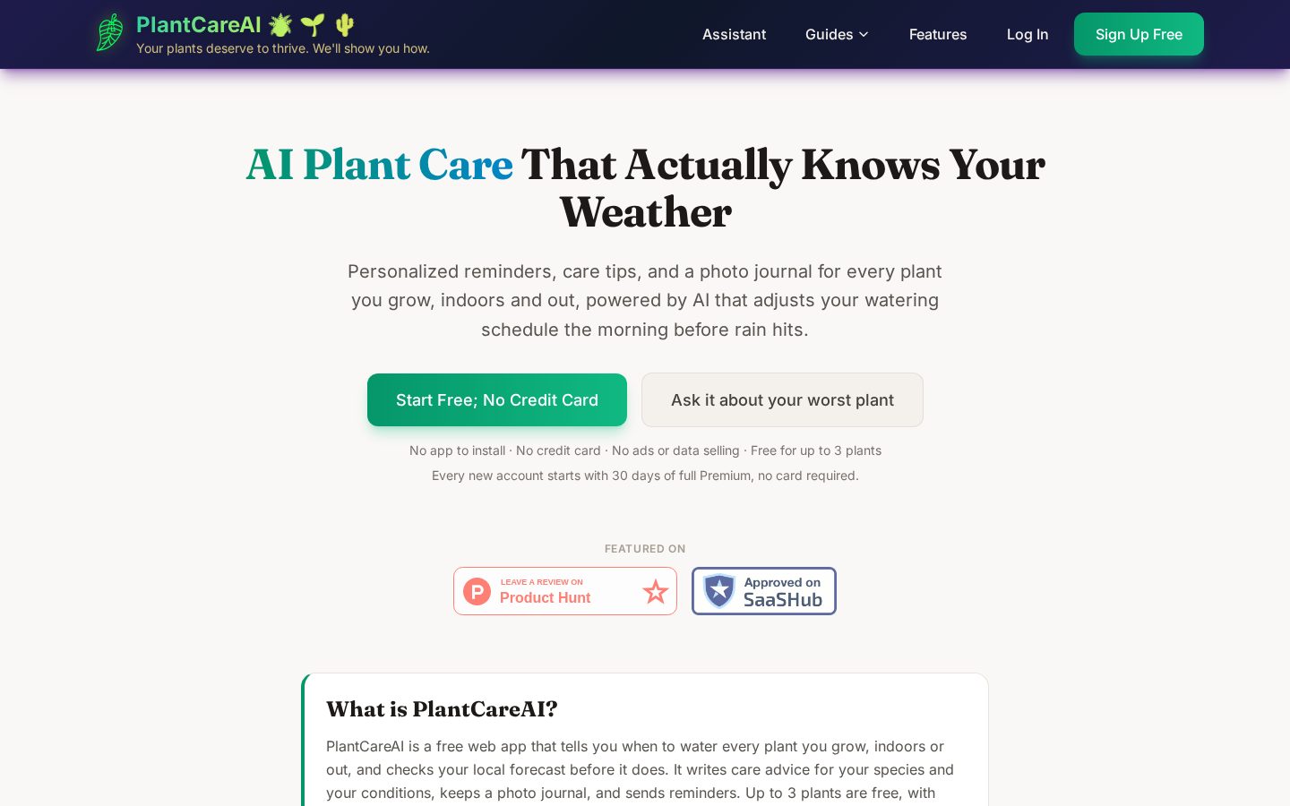 PlantCareAI Homepage