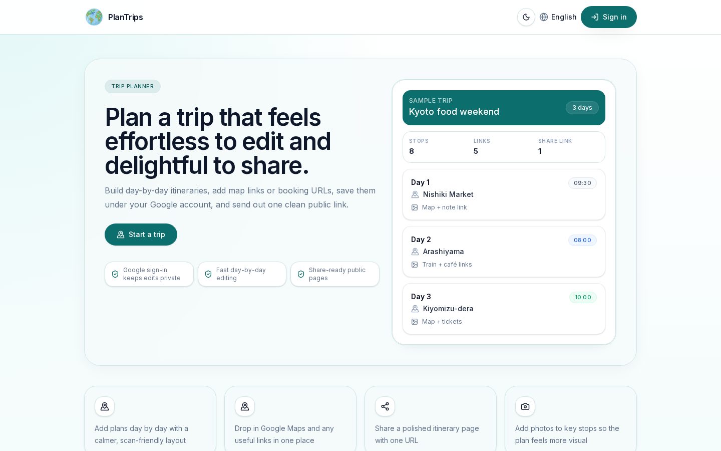 PlanTrips Homepage