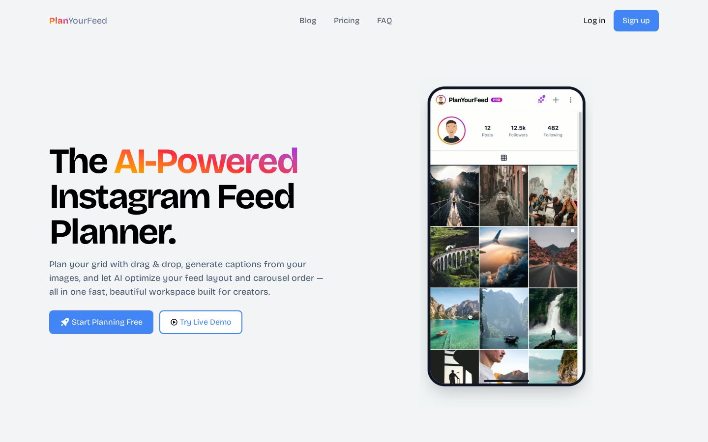 PlanYourFeed Homepage