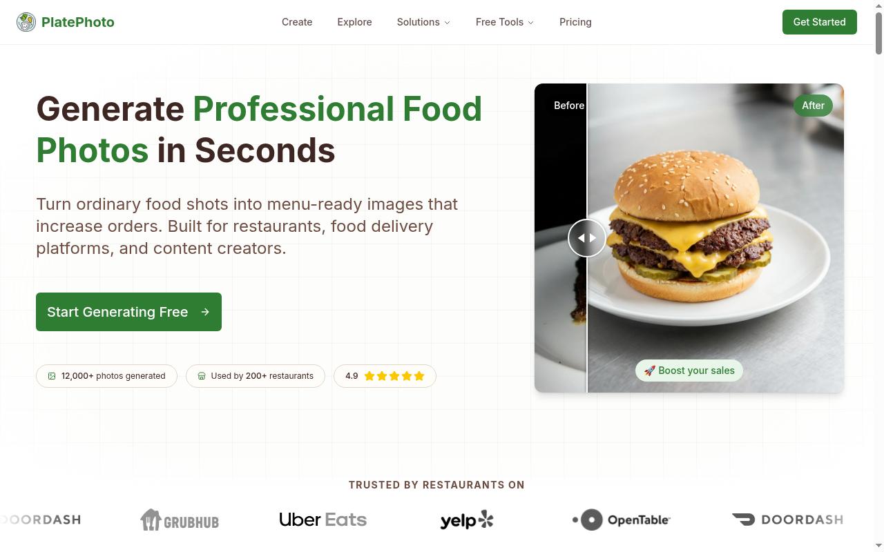 Plate Photo AI Homepage