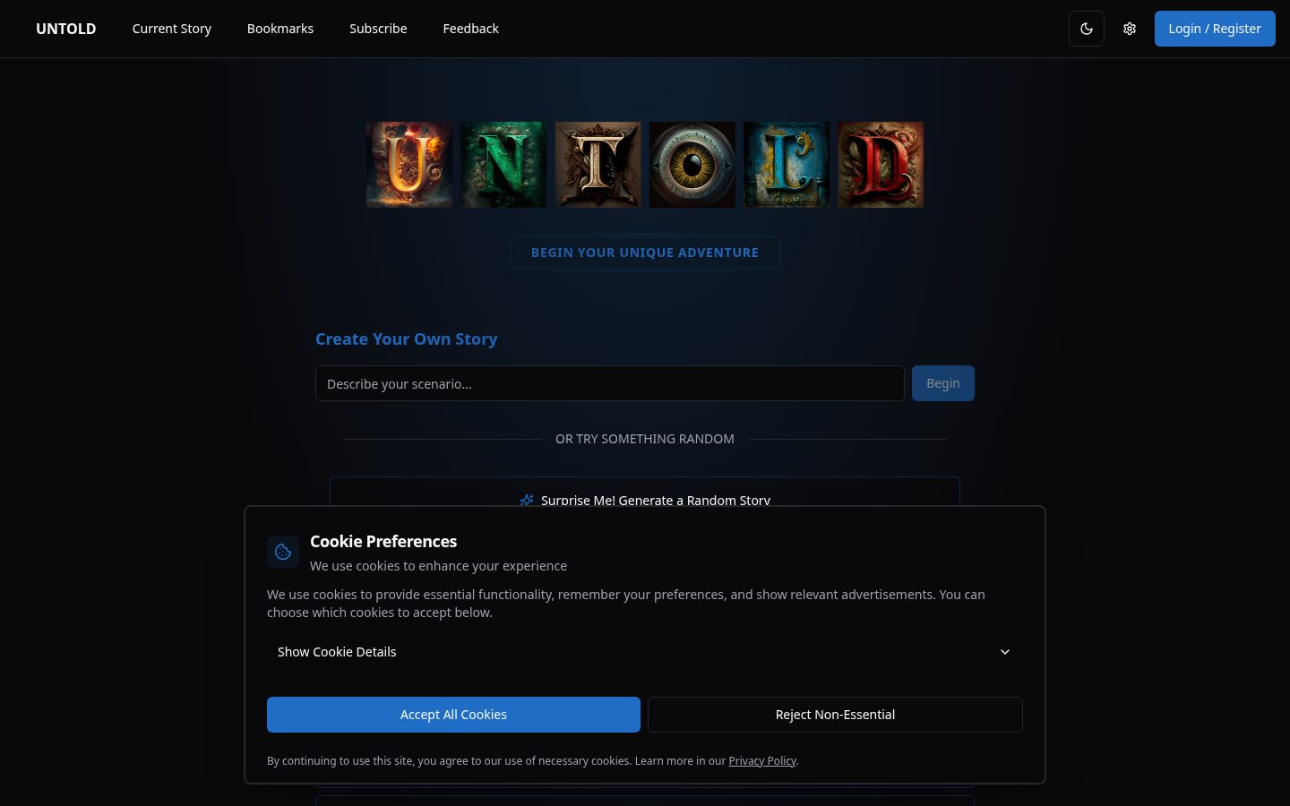 Play Untold Homepage
