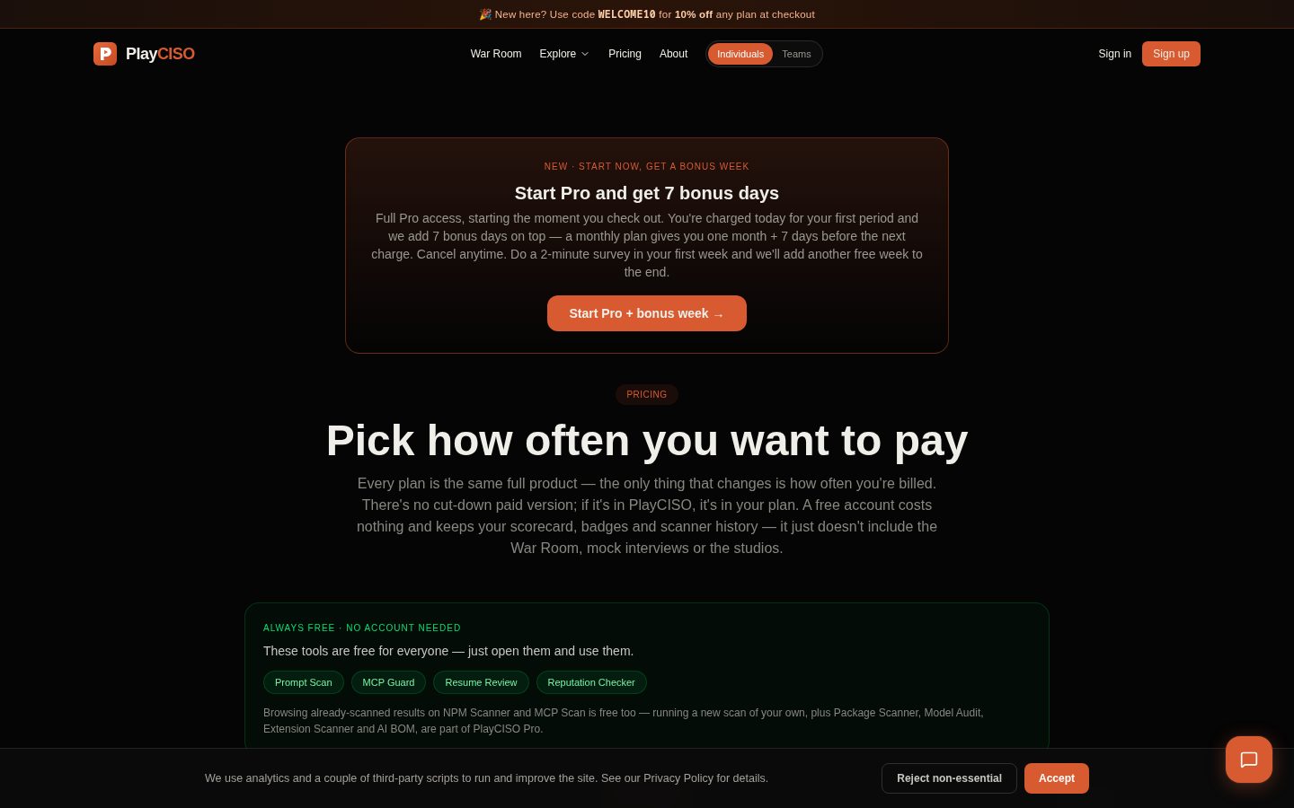 PlayCISO Pricing