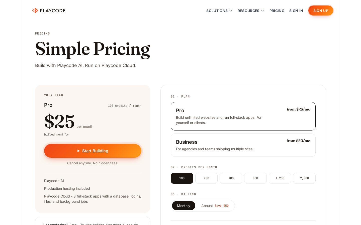 Playcode Pricing