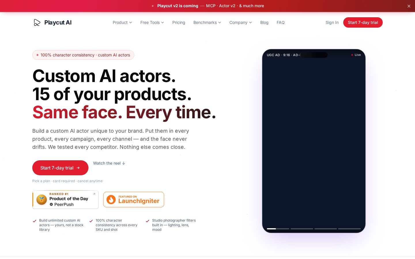 Playcut AI Homepage