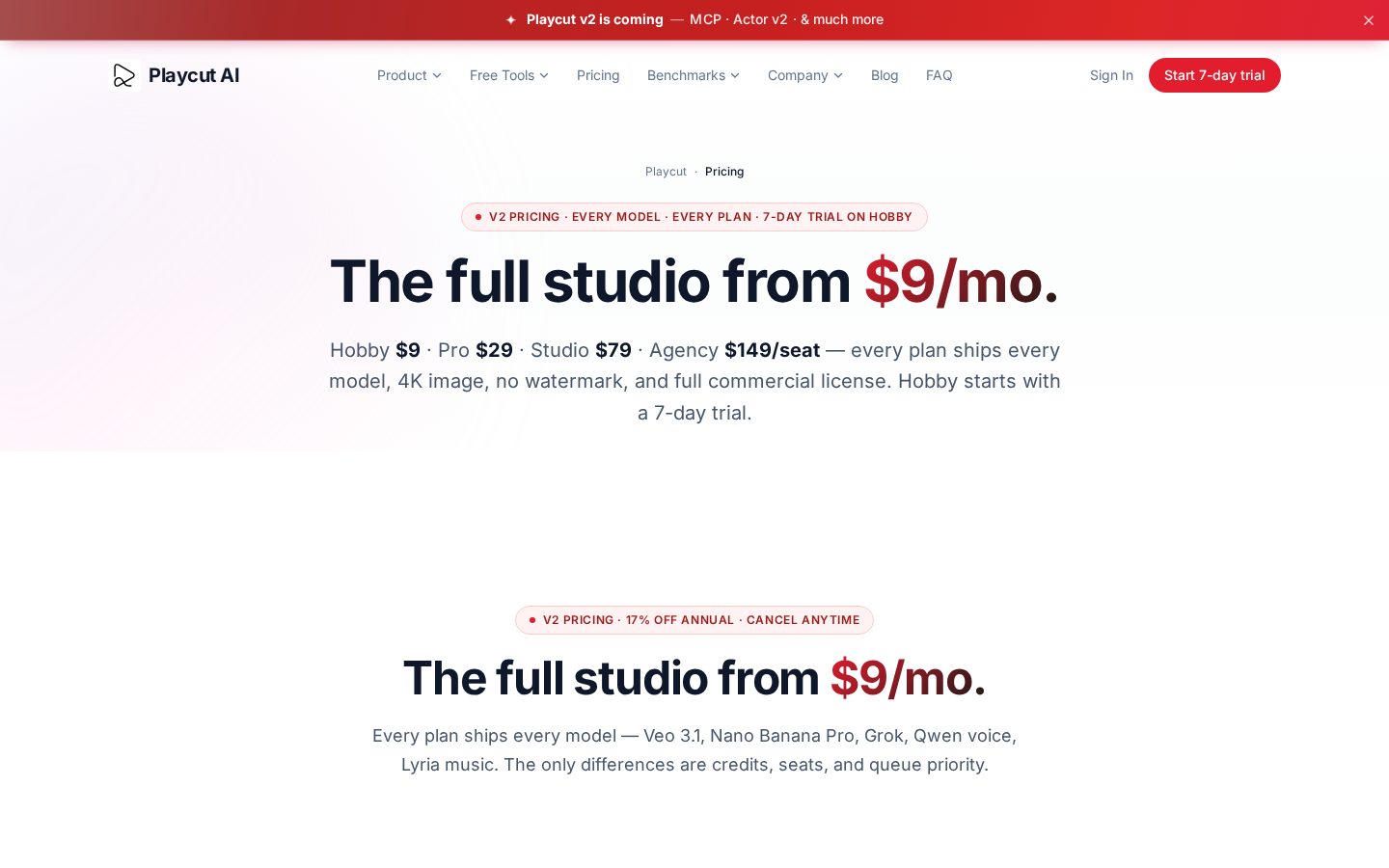 Playcut AI Pricing